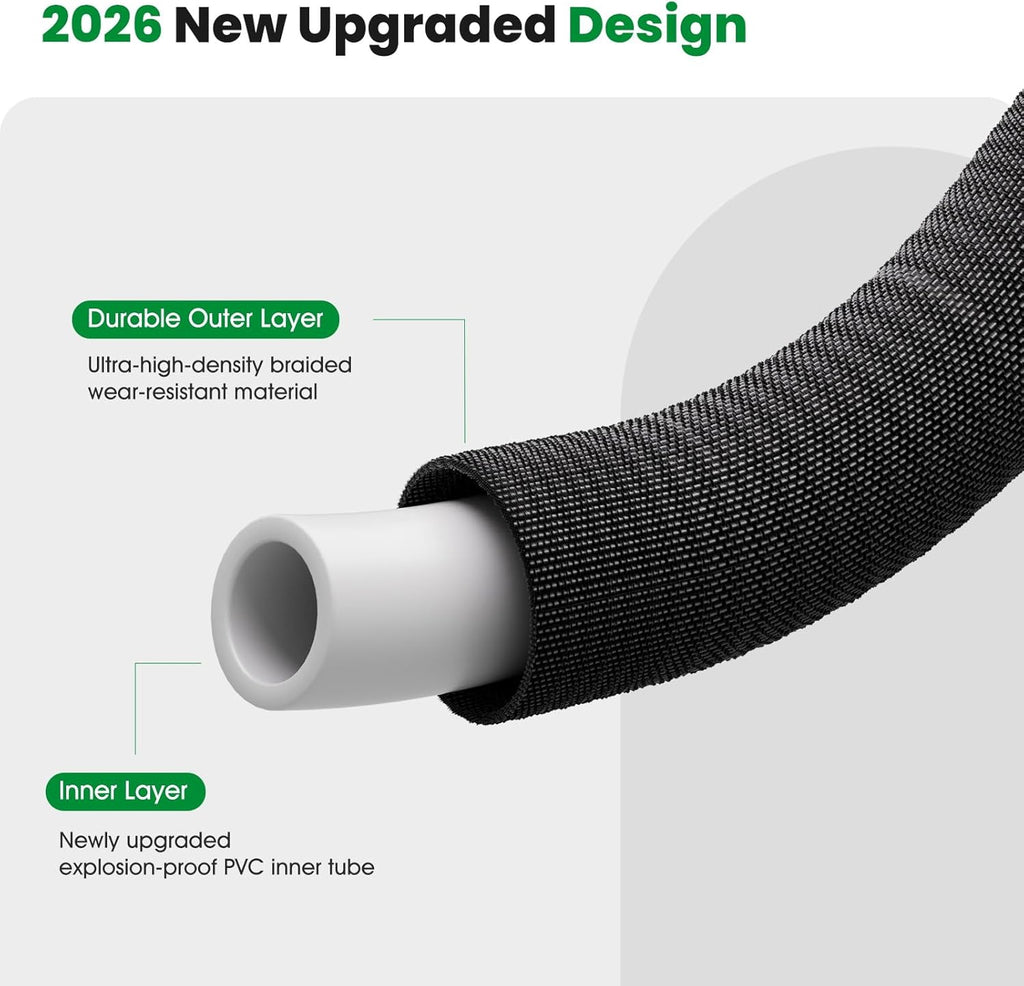 Garden Hose 100FT, Non-Expanding Water Hose Ultra Lightweight | Kink-Free, Burst-Resistant, Lead-Free, Durable &