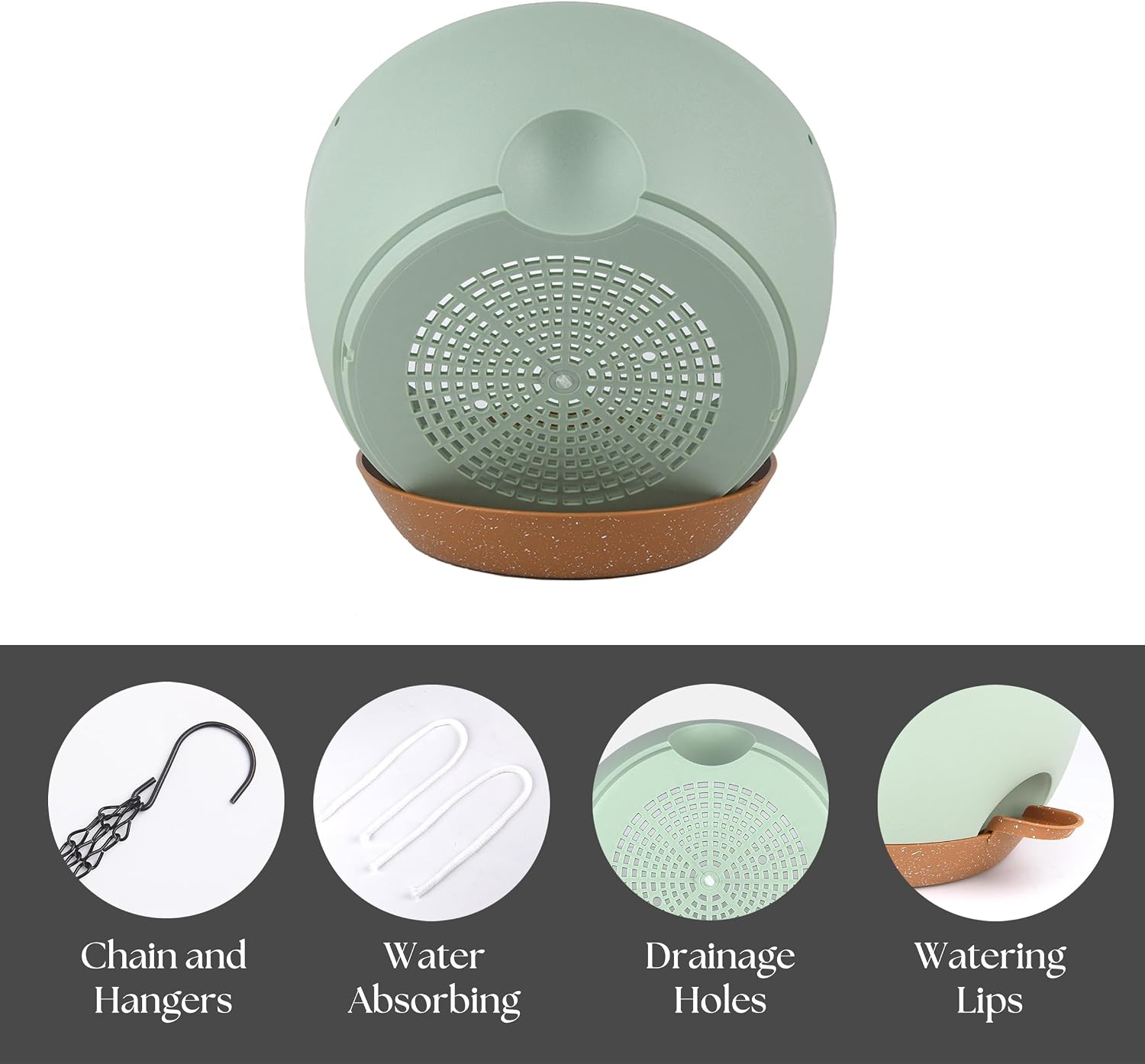 TYMENSH Hanging Plant Pots 12 Inch Set of 2, Self Watering Hanging Planters with Drainage Holes, Removable Saucer