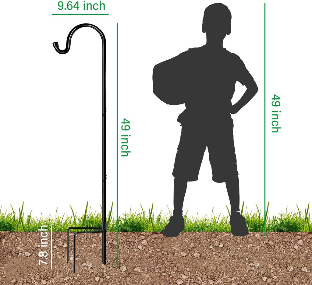 GOFORWILD 4 Pack 49 Inch Shepherd Hooks for Bird Feeder Outdoor | Made of Premium Metal for Garden Decor, Plant Hanger