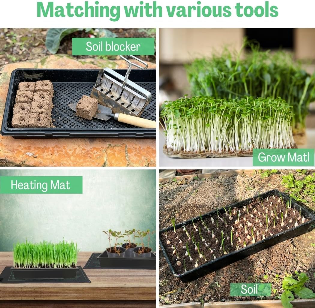 1020 Mesh Tray Soil Blocking Tray 1020 Trays Seedling Starter Trays 5 Pack Black 10x21 Inches for Microgreens Hydroponic