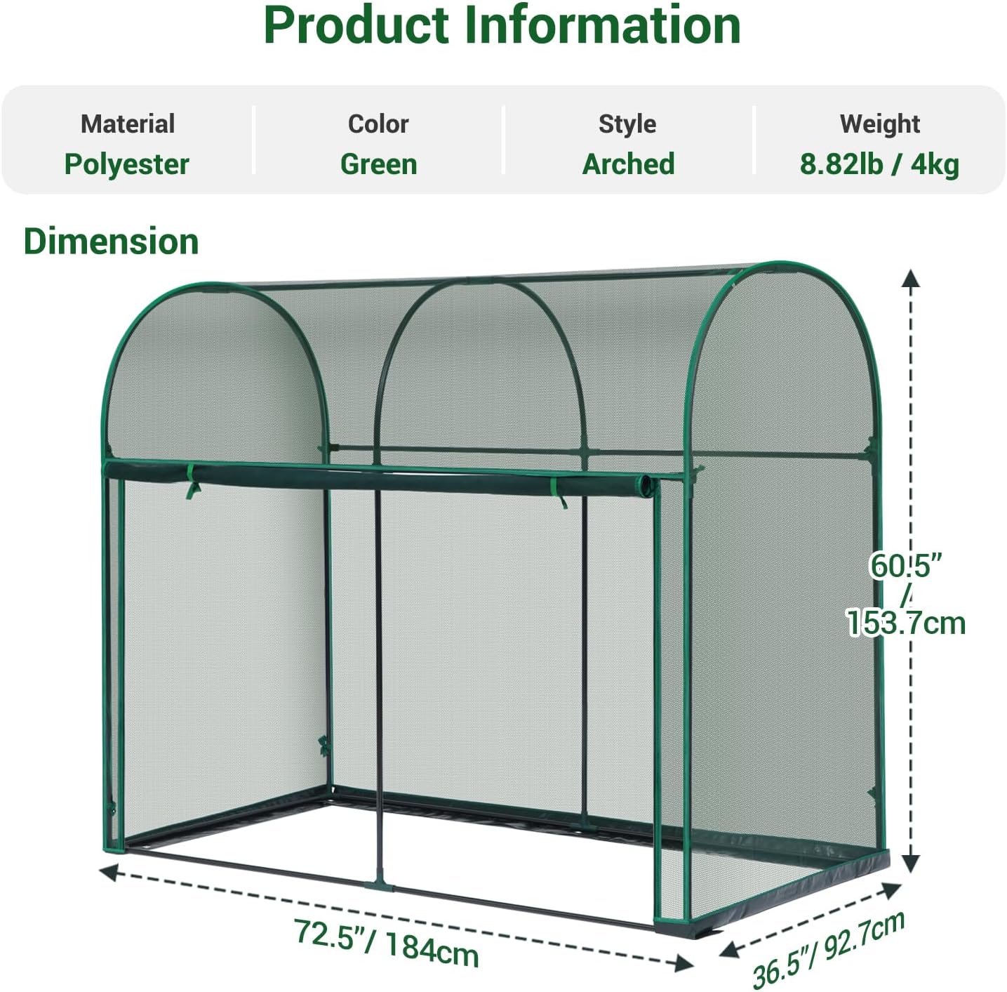 Ohuhu Crop Cages for Garden Plant: 6x3x5 Ft Tent Cage, Plant Netting Cover with Zipper, Garden Bed Cover, Plant Cover