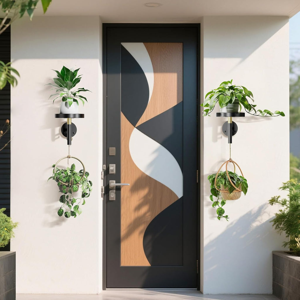 YUOROS 3 Pack Wall Plant Holder Wall Planters for Indoor Plants (Black) | Hanging Window Plant Shelves Hanger Decor