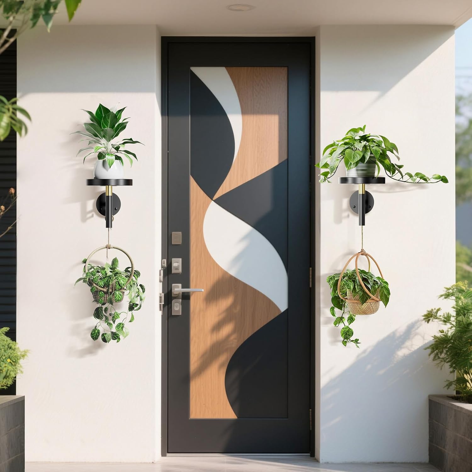 YUOROS 3 Pack Wall Plant Holder Wall Planters for Indoor Plants (Black) | Hanging Window Plant Shelves Hanger Decor