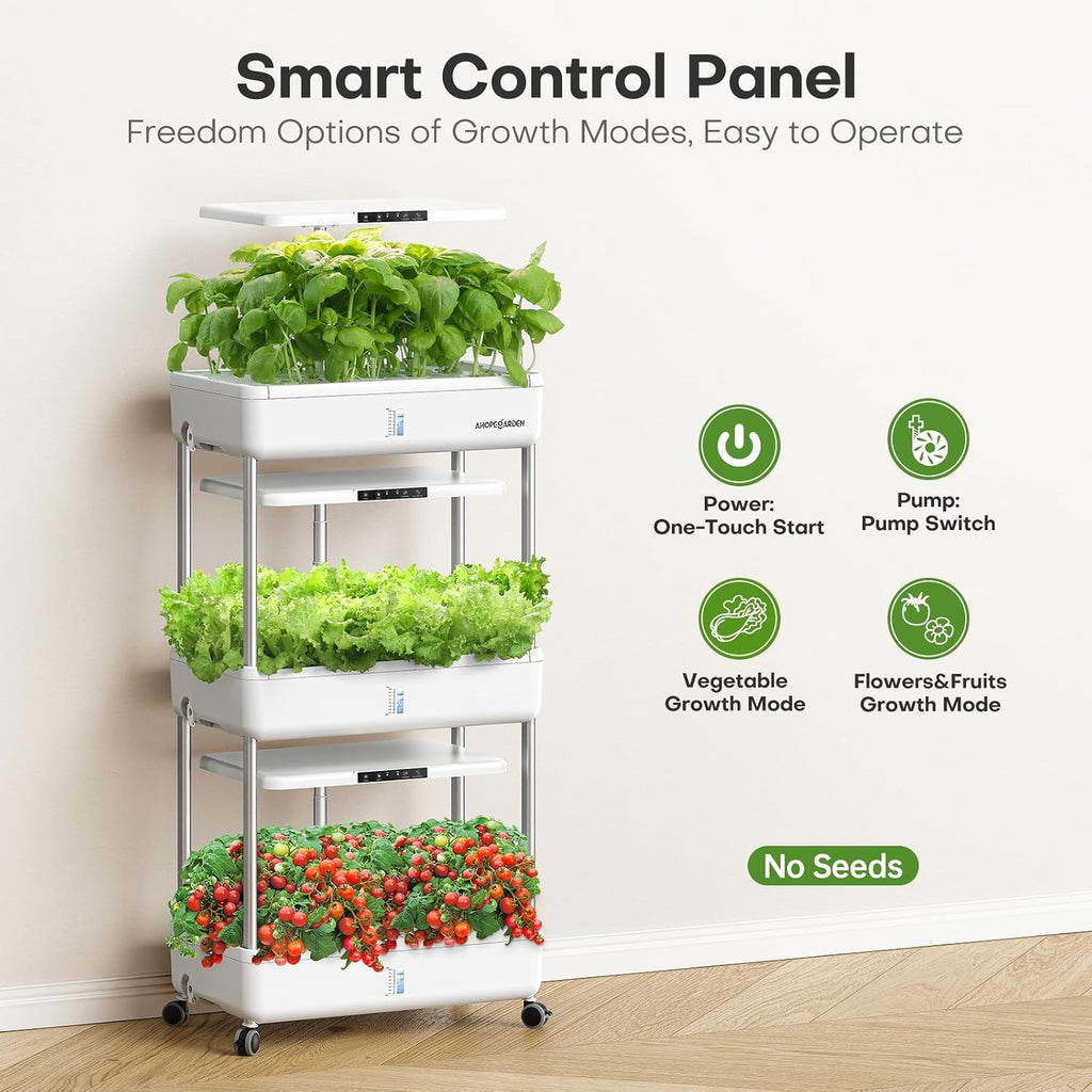 Indoor Garden Hydroponics Growing System Kit: 66 Pods Plant Herb Garden Germination Kit with LED Grow Light, 30L Large