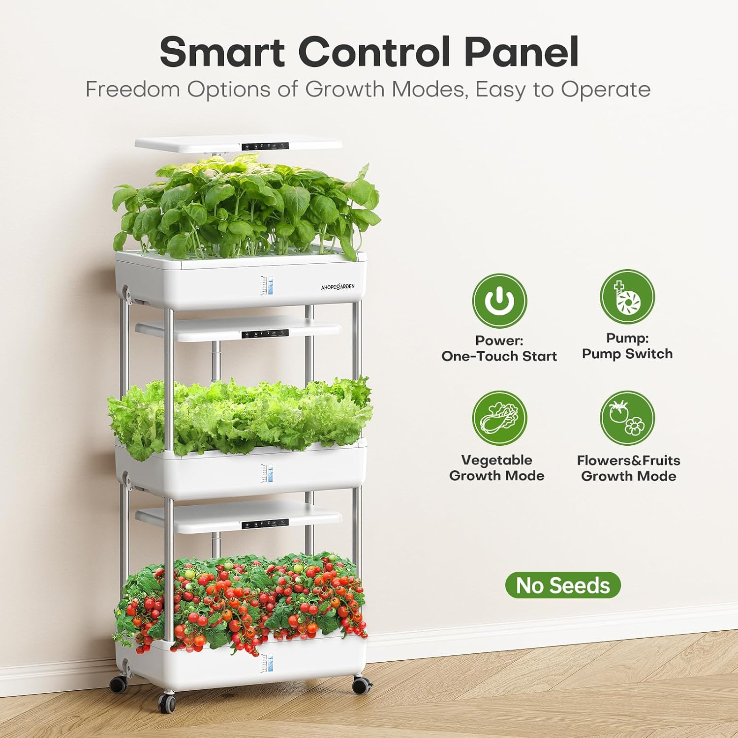Indoor Garden Hydroponics Growing System Kit: 66 Pods Plant Herb Garden Germination Kit with LED Grow Light, 30L Large