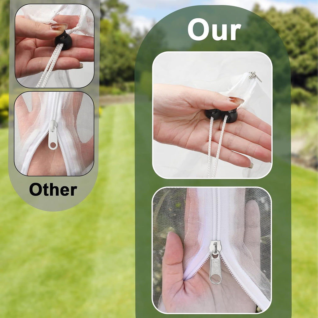1 Pack 13x13ft Extra Large Fruit Tree Netting with Double Zipper & Double Drawstring, Heavy Duty Bird Netting for Fruit