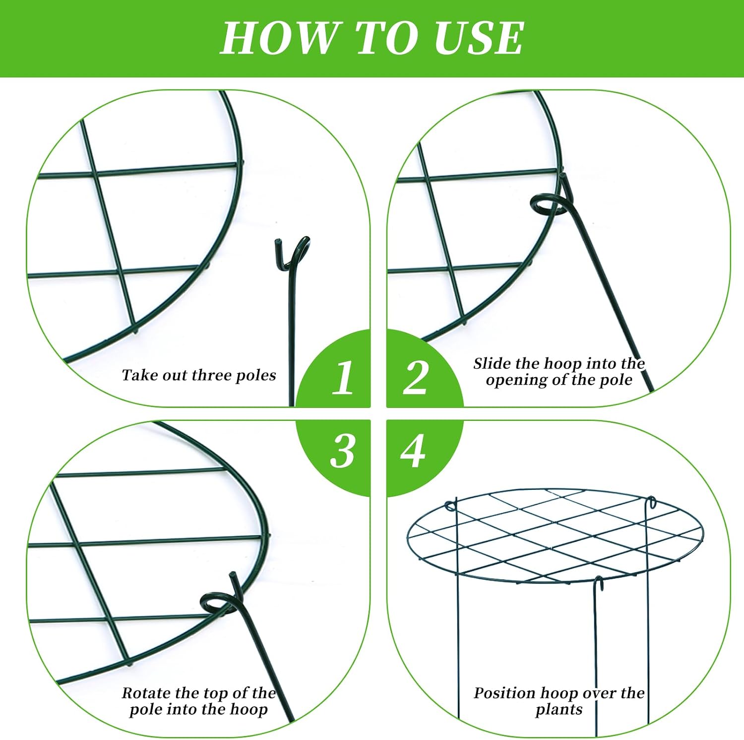 12 Pack Peony Cages and Supports 16 x 24 Inch Grow Through Plant Support Peony Support Ring for Outdoor Plants