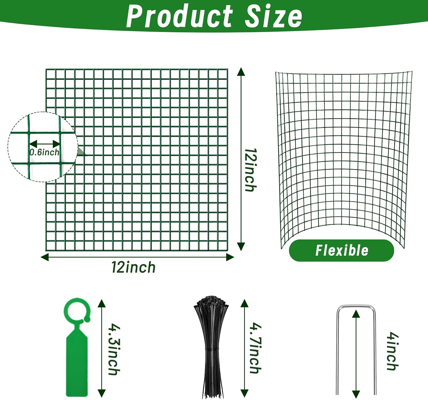 Plant Protectors from Animals - DIY Reusable Plant Cages for Outdoor Plants, Square Mesh Plant Covers Kits, 12"x12"