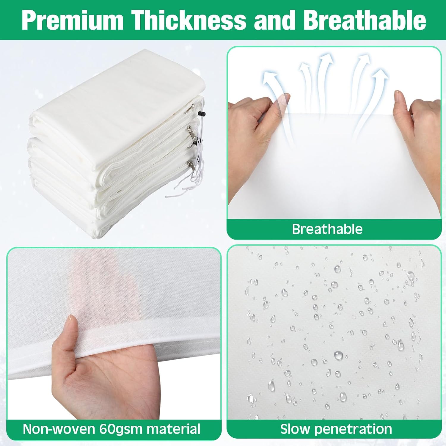 4 Pcs Plant Covers Freeze Protection 35.4" x 59" Winter Frost Blankets for Outdoor Plants with Zipper Drawstring Frost