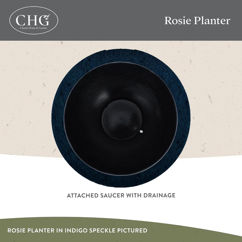 Classic Home and Garden Rosie Modern Planter w/Drainage - Contemporary Planter Bowls - Shallow Round Vases for Small