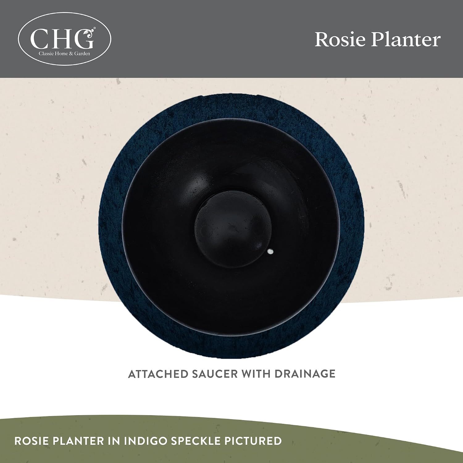 Classic Home and Garden Rosie Modern Planter w/Drainage - Contemporary Planter Bowls - Shallow Round Vases for Small