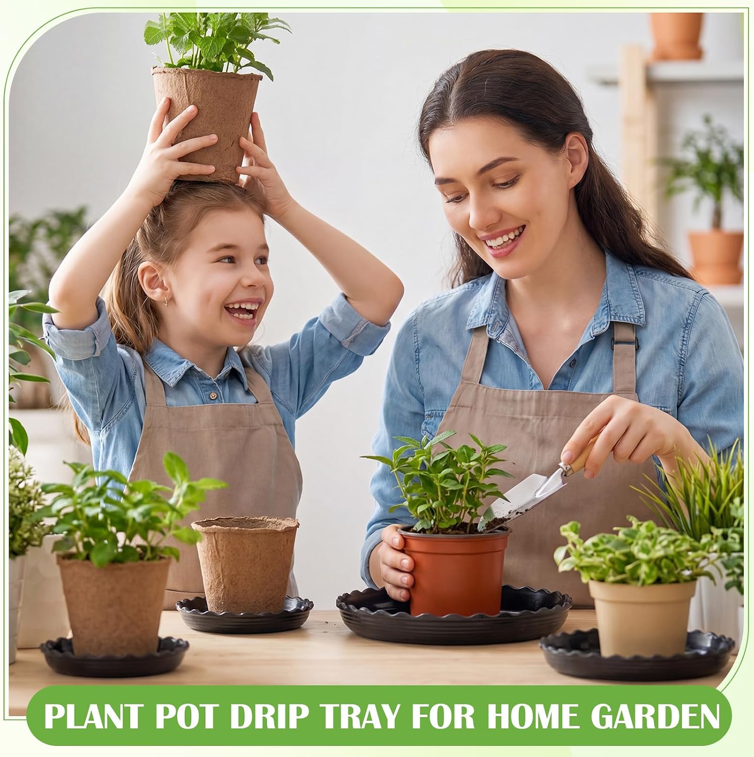 Gejoy 30 Pack Plant Saucers for Pots, 4/6/8/10/12 Inch Black Plastic Plant Trays to Catch Water, Durable Heavy Duty