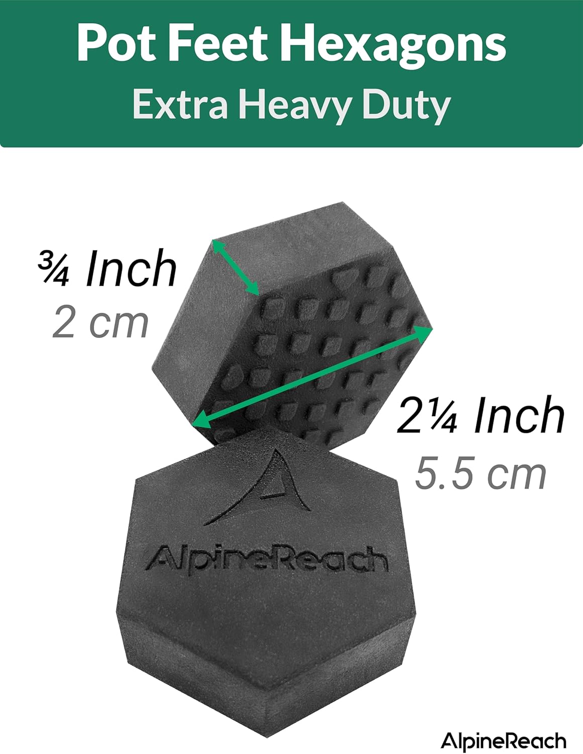 AlpineReach Extra Heavy Duty Pot Feet Risers 20 Pack Hexagons & Adhesive Pads - Protect Healthy Plants - Strong
