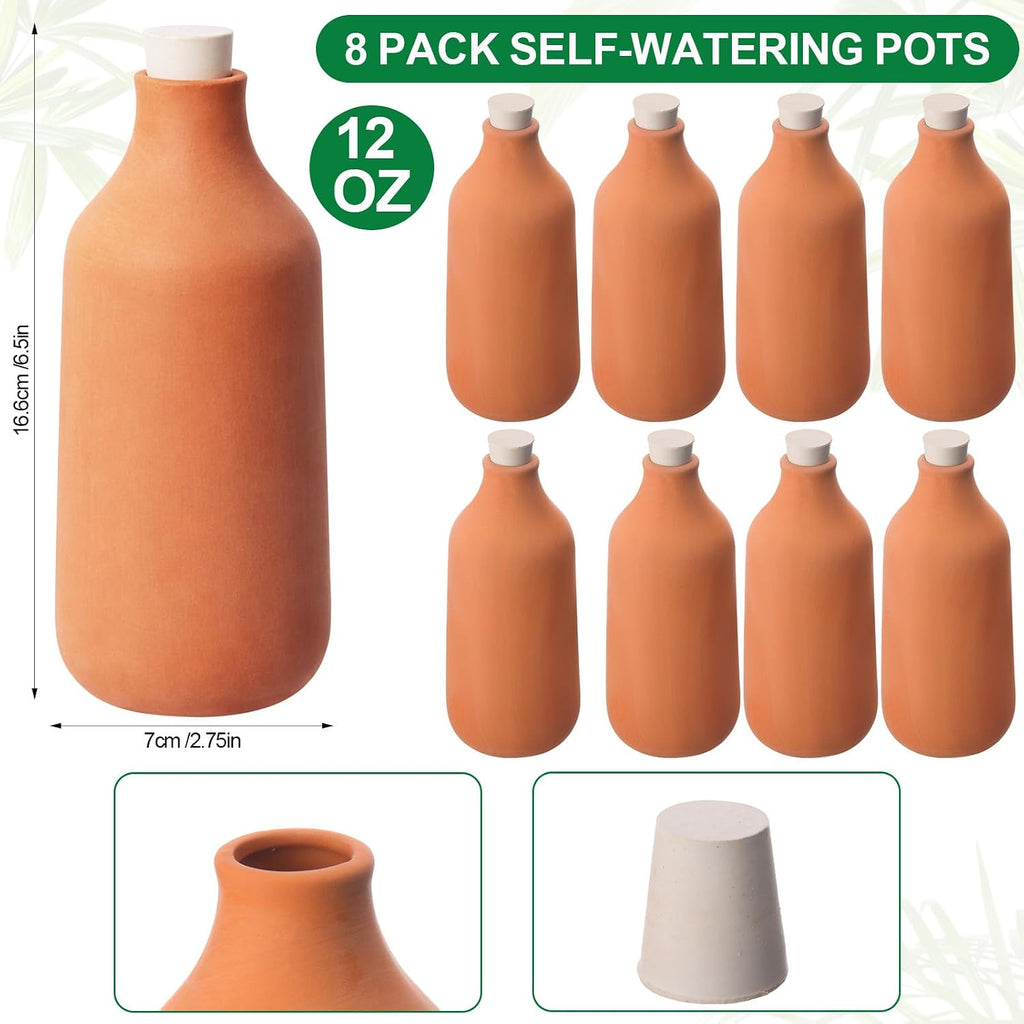 8 Pcs Ollas Terracotta Watering Pots Self Watering Planter Insert Terracotta Globes Clay for Indoor Outdoor Plants (12