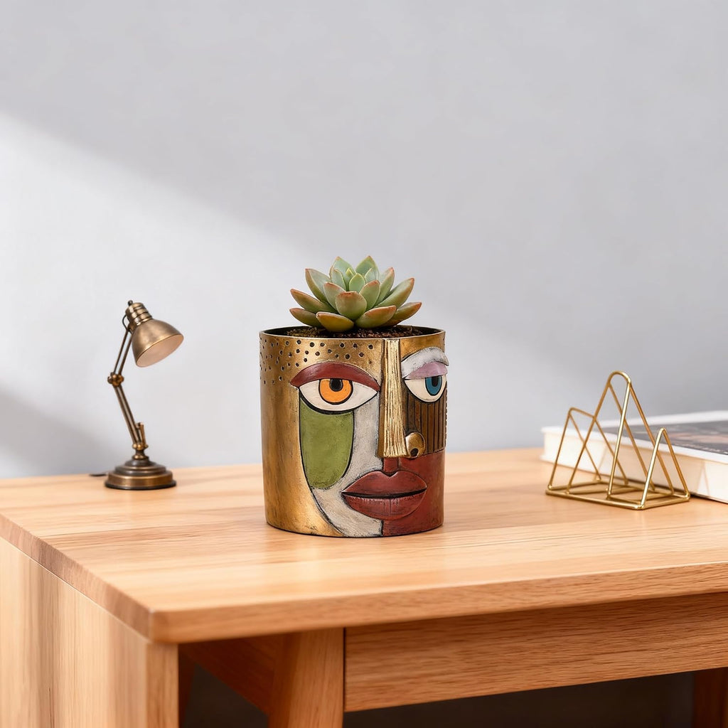 DOVDOV Abstract Face Planters, Unique Face Planters, Perfect for Indoor Plants, Fun Face Planters, Colorful Plant Pots