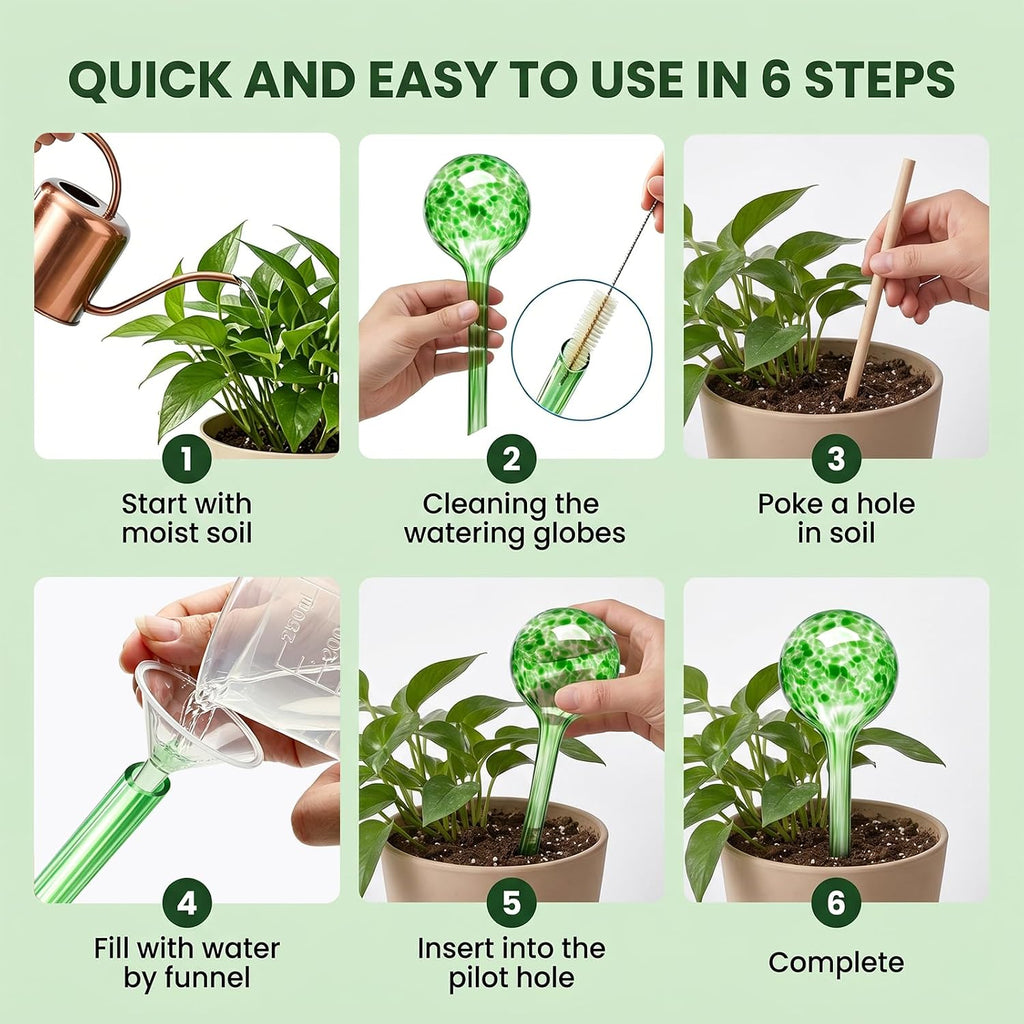 8Pcs Glass Plant Watering Globes,Self Watering Globes,Water Bulbs | Automatic Plant Watering Can Devices Garden, Glass