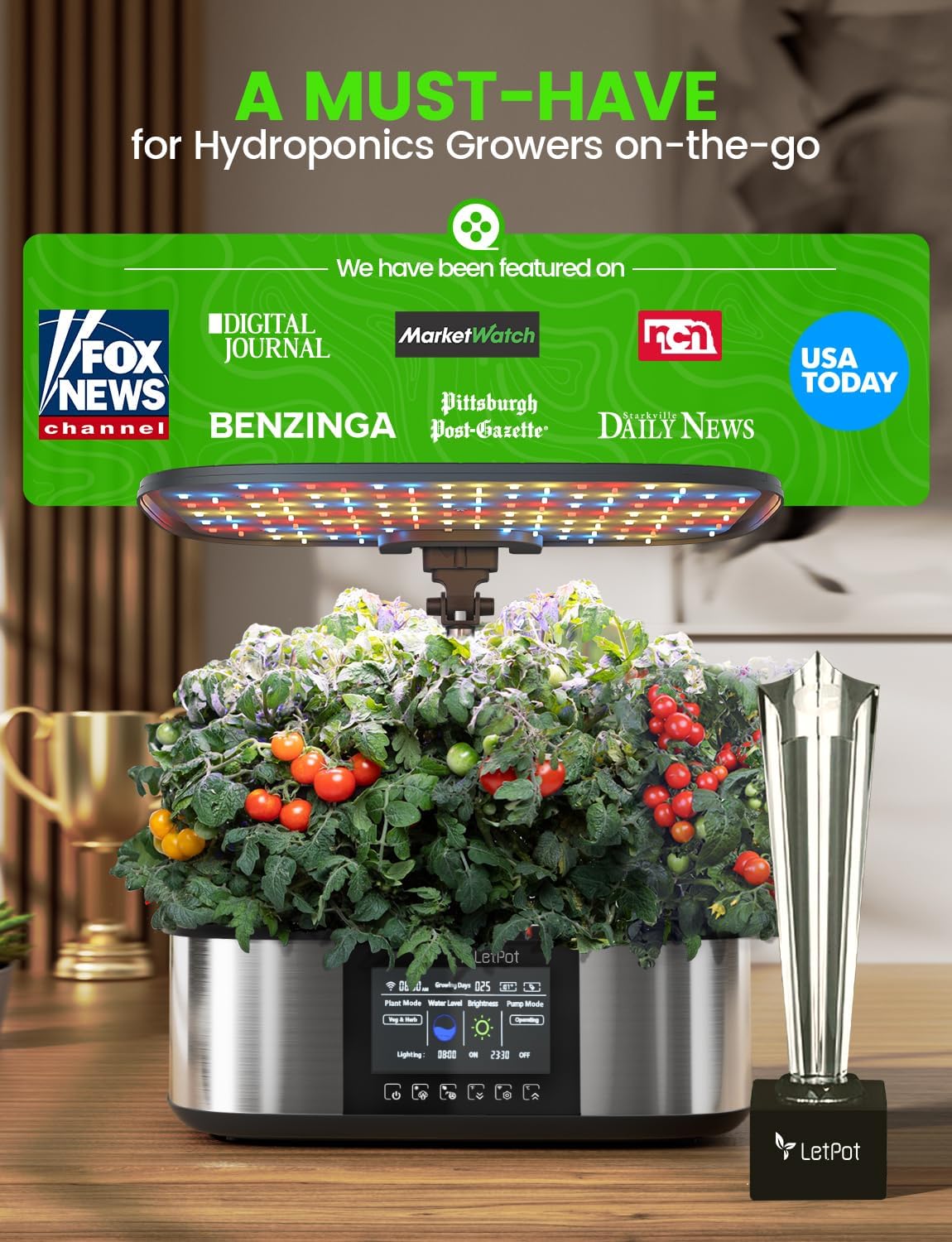 LetPot LPH-Max Hydroponics Growing System Kit, 21 Pods APP & WiFi Automatic Controlled Smart Indoor Garden with 36W LED