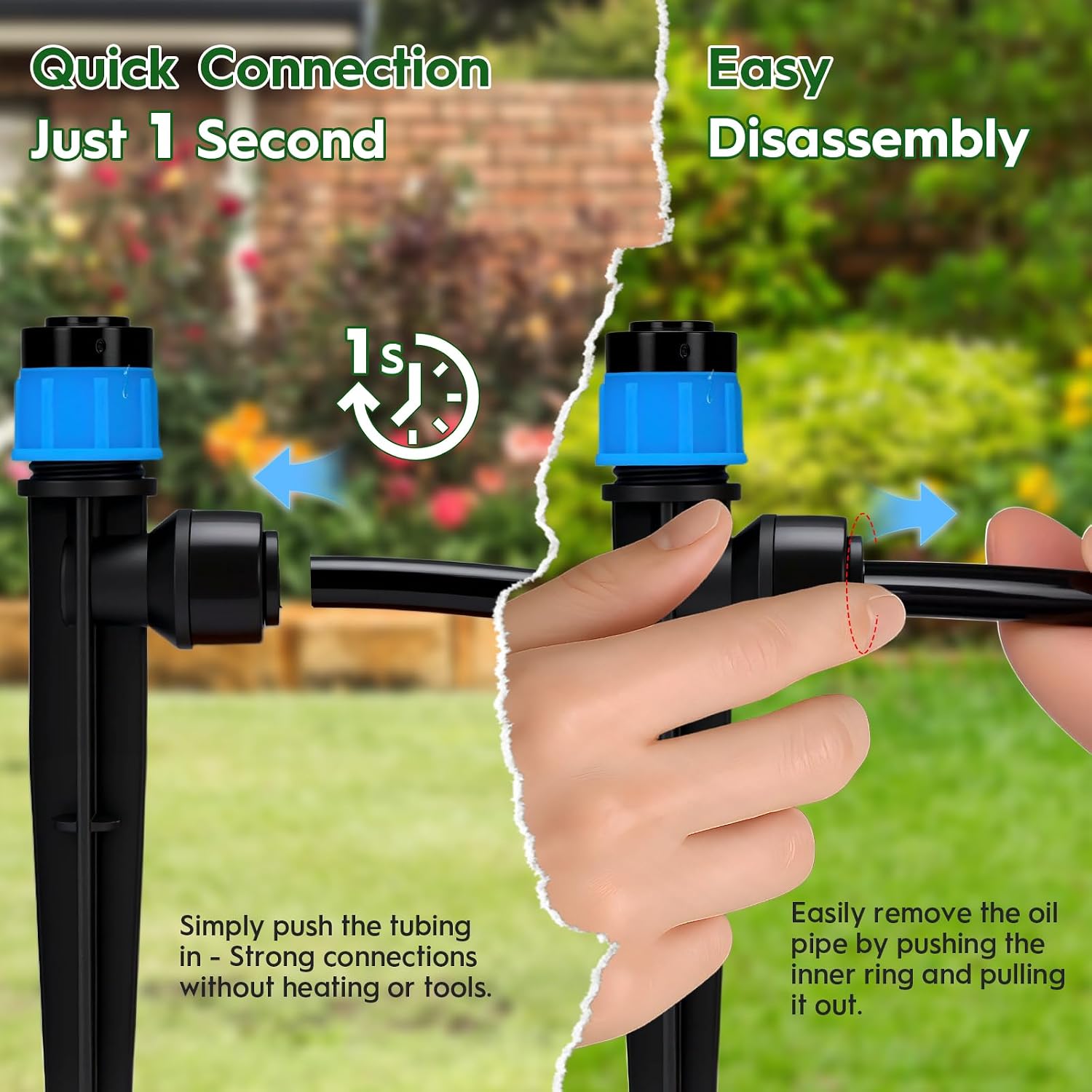 200FT Quick-Connect Drip Irrigation System, Automatic Irrigation Kit with 40FT 2/5" & 160FT 1/4" Tubing and Adjustable