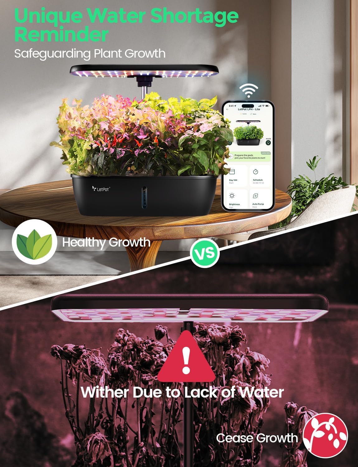 LETPOT LPH-Lite Hydroponics Growing System, 12 Pods Smart Herb Garden Kit Indoor, Indoor Garden, APP & WiFi Controlled