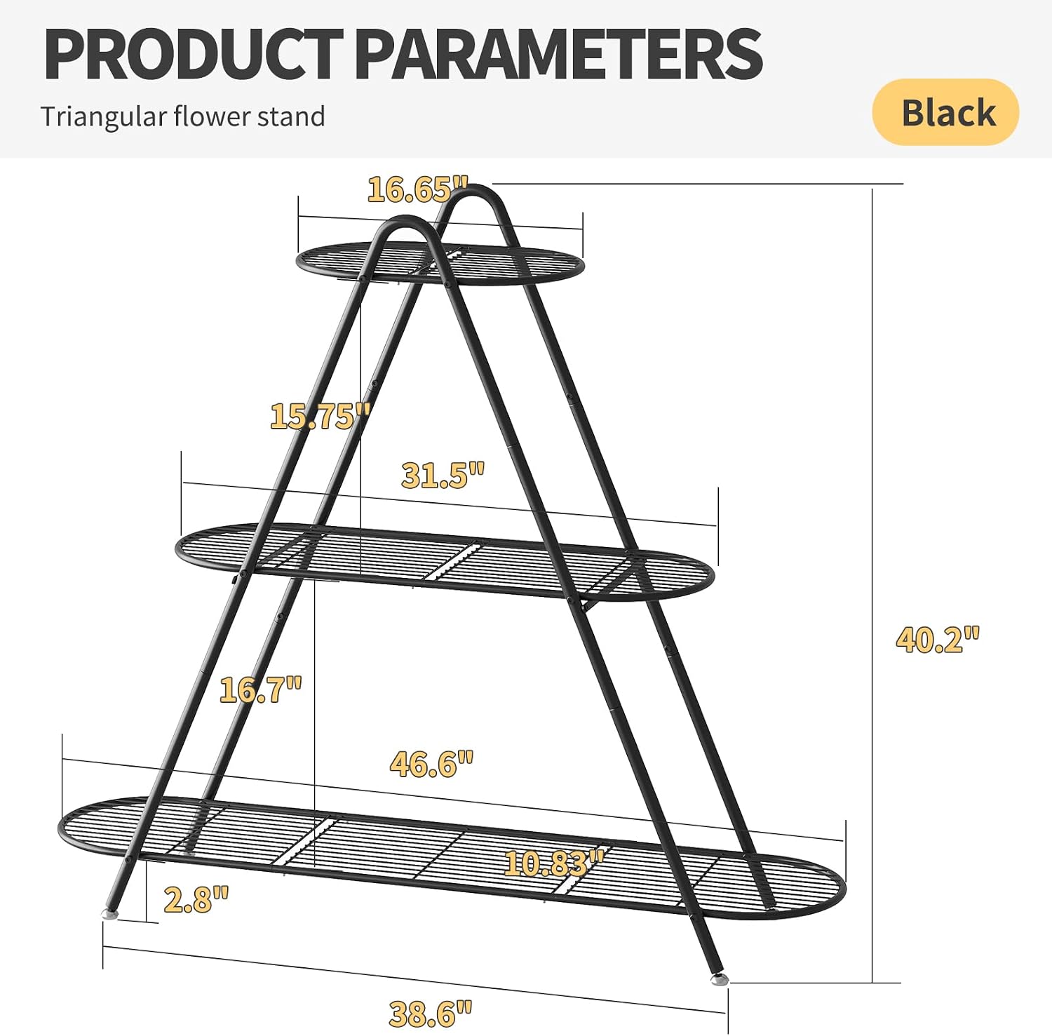 Plant Stand for Patio, 3-Tier Metal Plant Shelf–Indoor/Outdoor Display Rack for Multiple Pots, Heavy Duty Plants