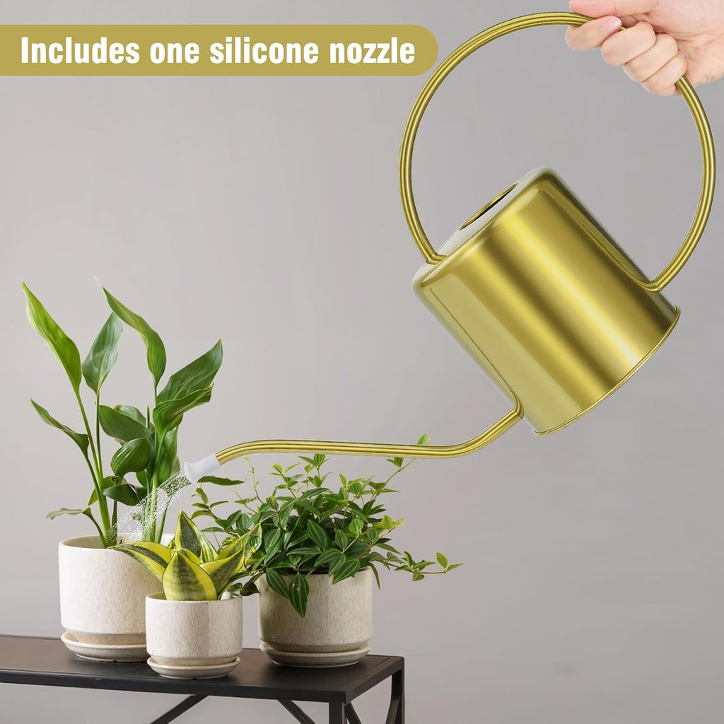 Plant Watering Can, 50 oz / 1500 ml Stainless Steel Metal - Modern Decorative with Long Spout for Indoor Potted Plants