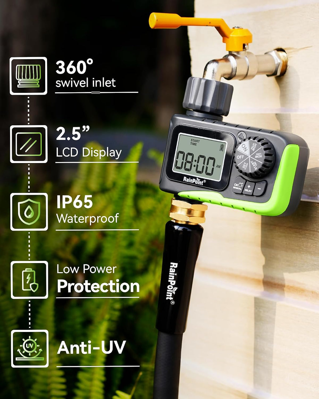 RAINPOINT Sprinkler Timer, Water Timer for Garden Hose, Garden Hose Timers for Watering, Irrigation with Manual