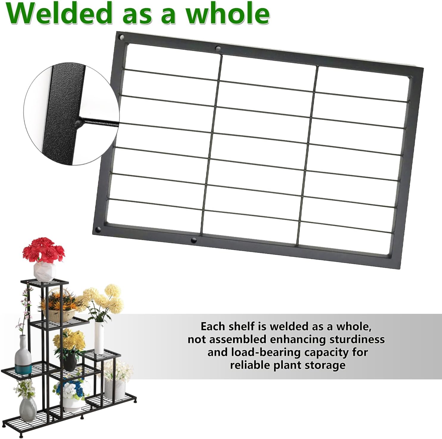 Twhep Heavy Duty Metal Plant Stand, 5 Tiers Multifunctional Plant Stand for Indoor Outdoor, for Tall Large Rack for