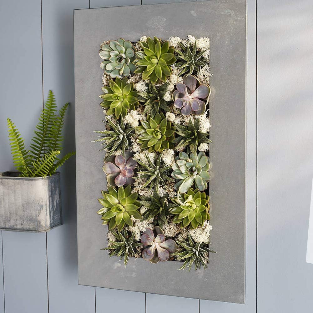 Modern Home Living Wall Galvanized Steel/Zinc Succulent Planter, Wall Mounted Garden Pocket Planter (18 Pocket, Aged