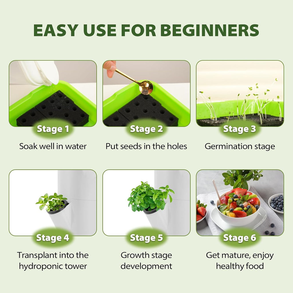SPECILITE Hydroponics Growing System Kit with Grow Light, 5 Tiers 20 Pods | with Wheels, Pump & Timer, 30L
