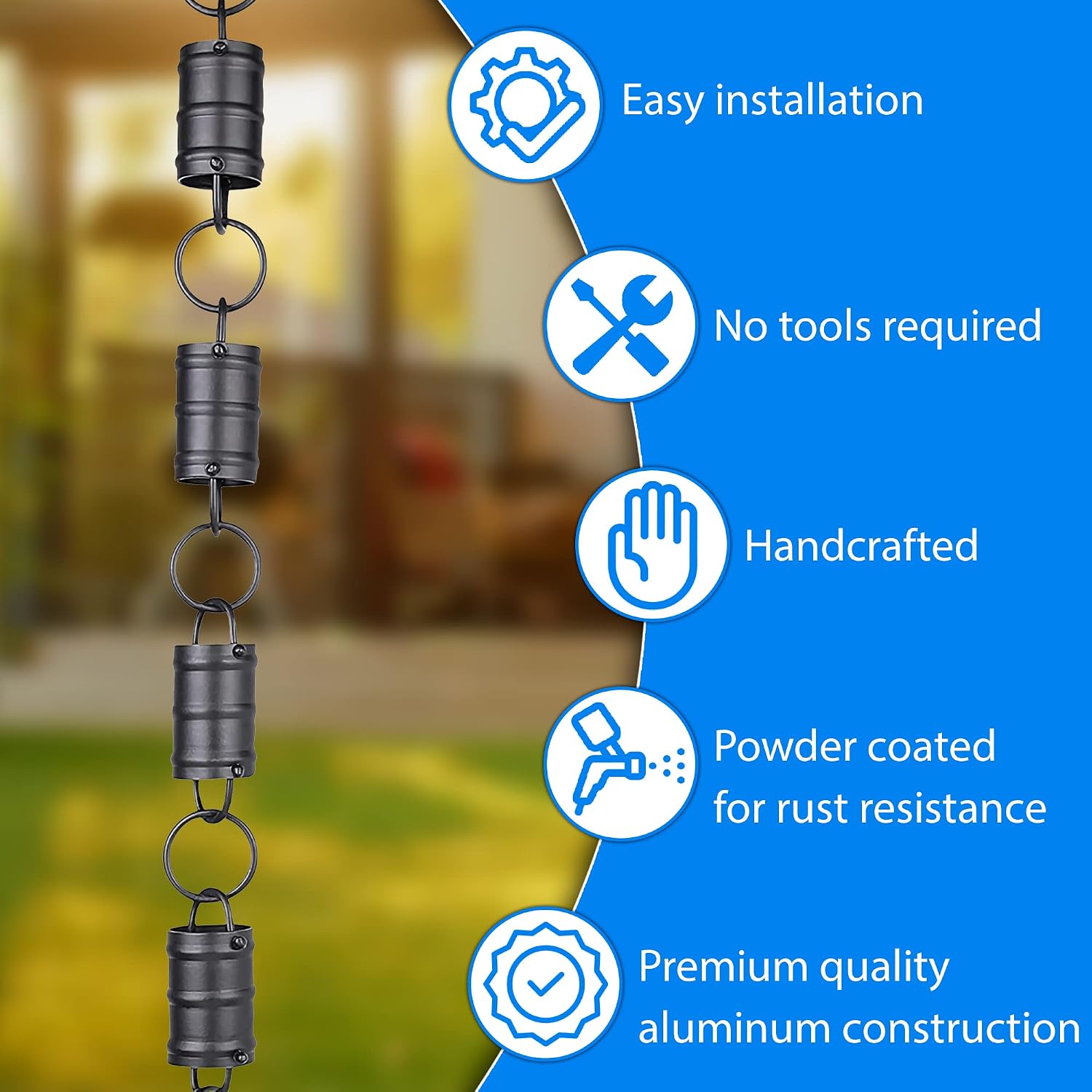 Tri-Stripe Rain Chains for Gutters 8.5ft