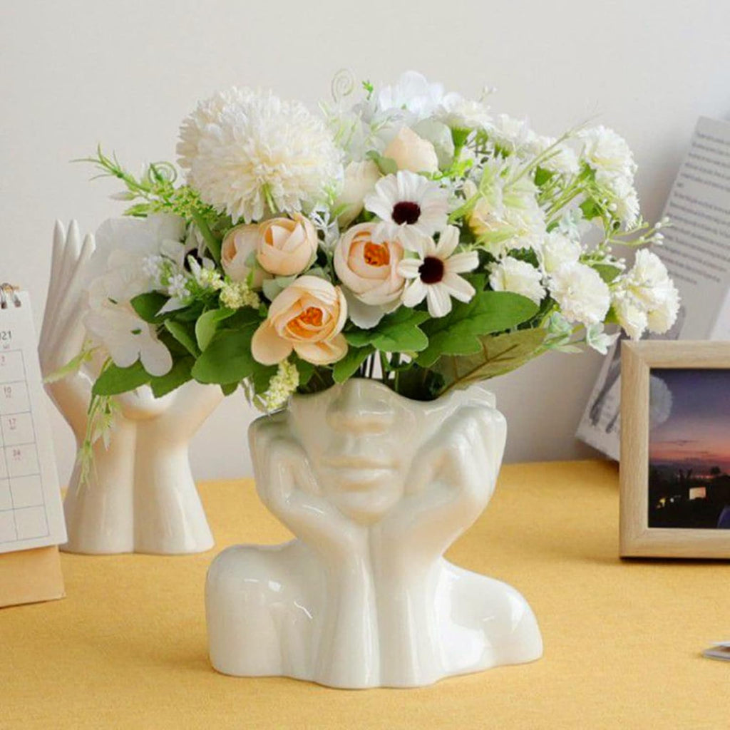 Abstract Face Flower Pot Silicone Mold Succulent Planter Vase Plaster Concrete Mold Candle Pen Holder Mold Cement Clay