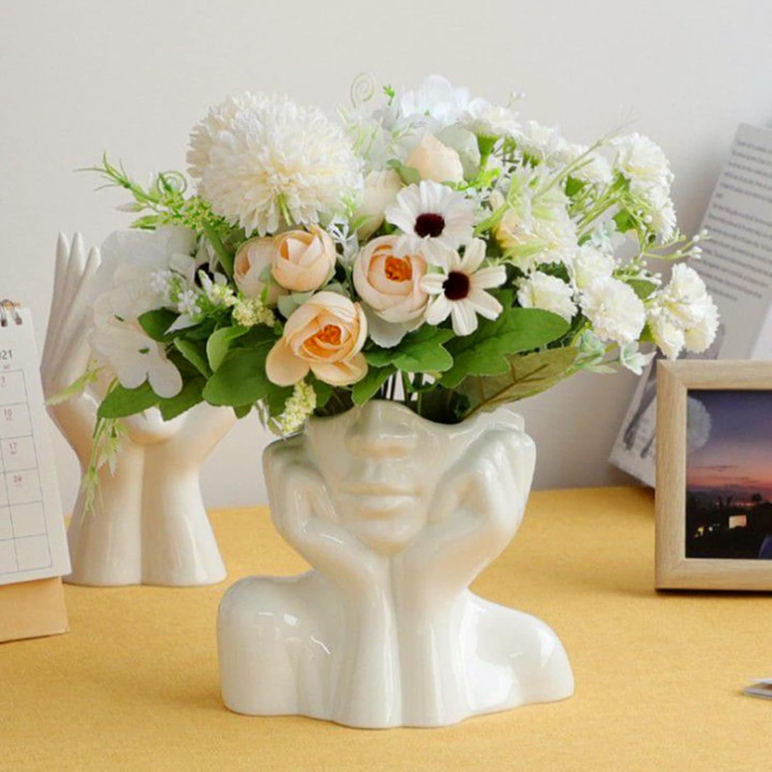 Abstract Face Flower Pot Silicone Mold Succulent Planter Vase Plaster Concrete Mold Candle Pen Holder Mold Cement Clay