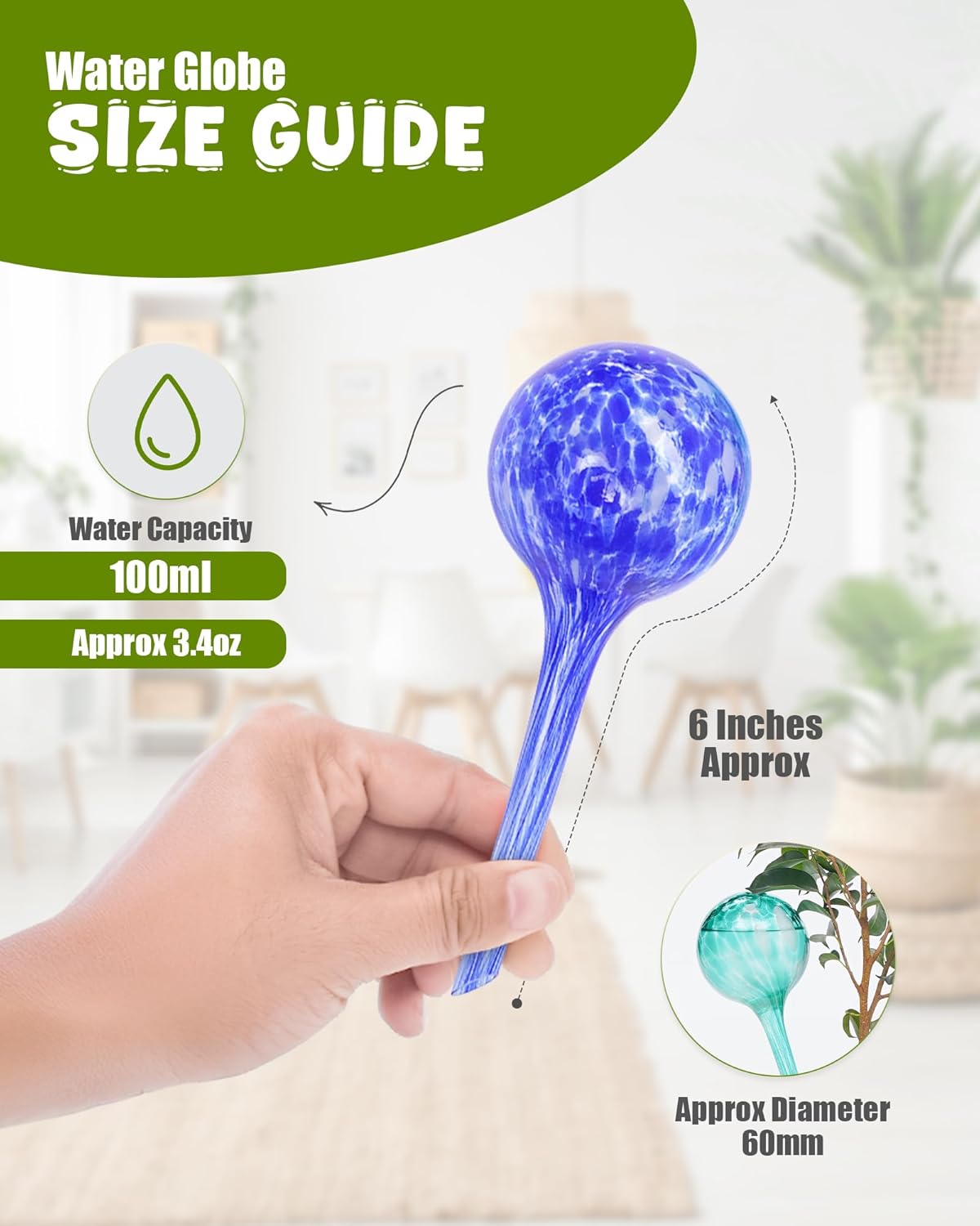 Iridescent Self Watering Globes, Glass Rainbow Plant Watering Globes, Self Watering Planter Insert, Automatic Plant