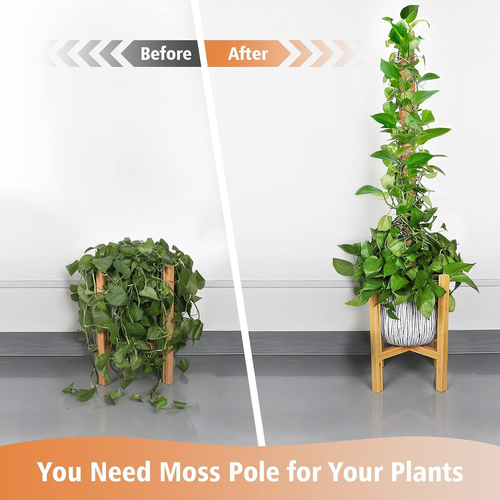 Moss Pole for Plants Monstera,【8 Pack】 23.6 inch Plant Support Pole, Extendable Coir Totem Pole for Potted Plants