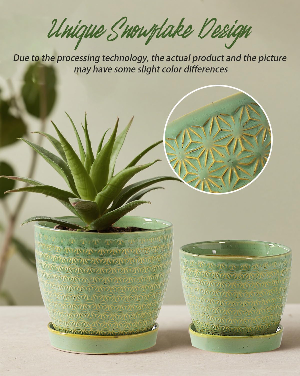 Plant Pots, Flower Pots, Planters for Indoor Plants(6.5+5.5inch), Flower Pots for Indoor Plant with Drainage Hole and
