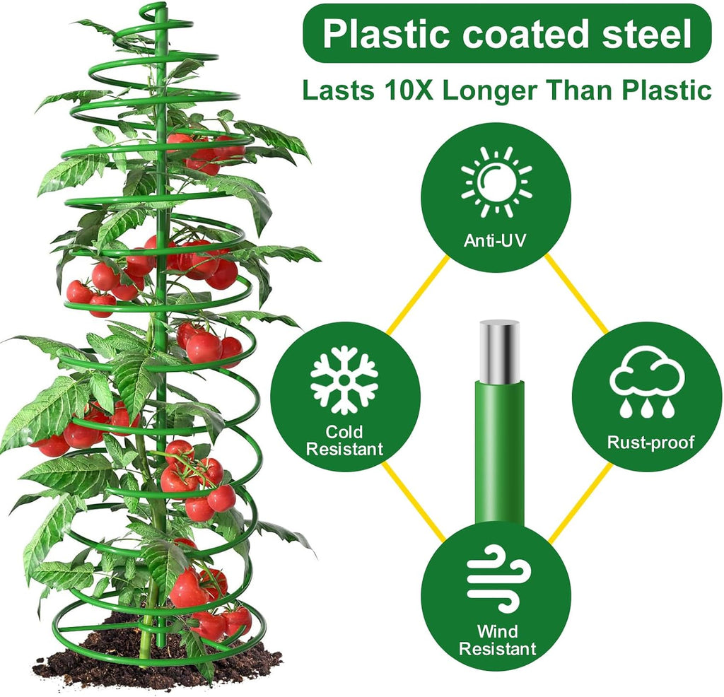 AMAGABELI Garden & Home 3 Pack Tomato Cages for Garden Plant Support 42" Stakes Metal Tower for Climbing Plants
