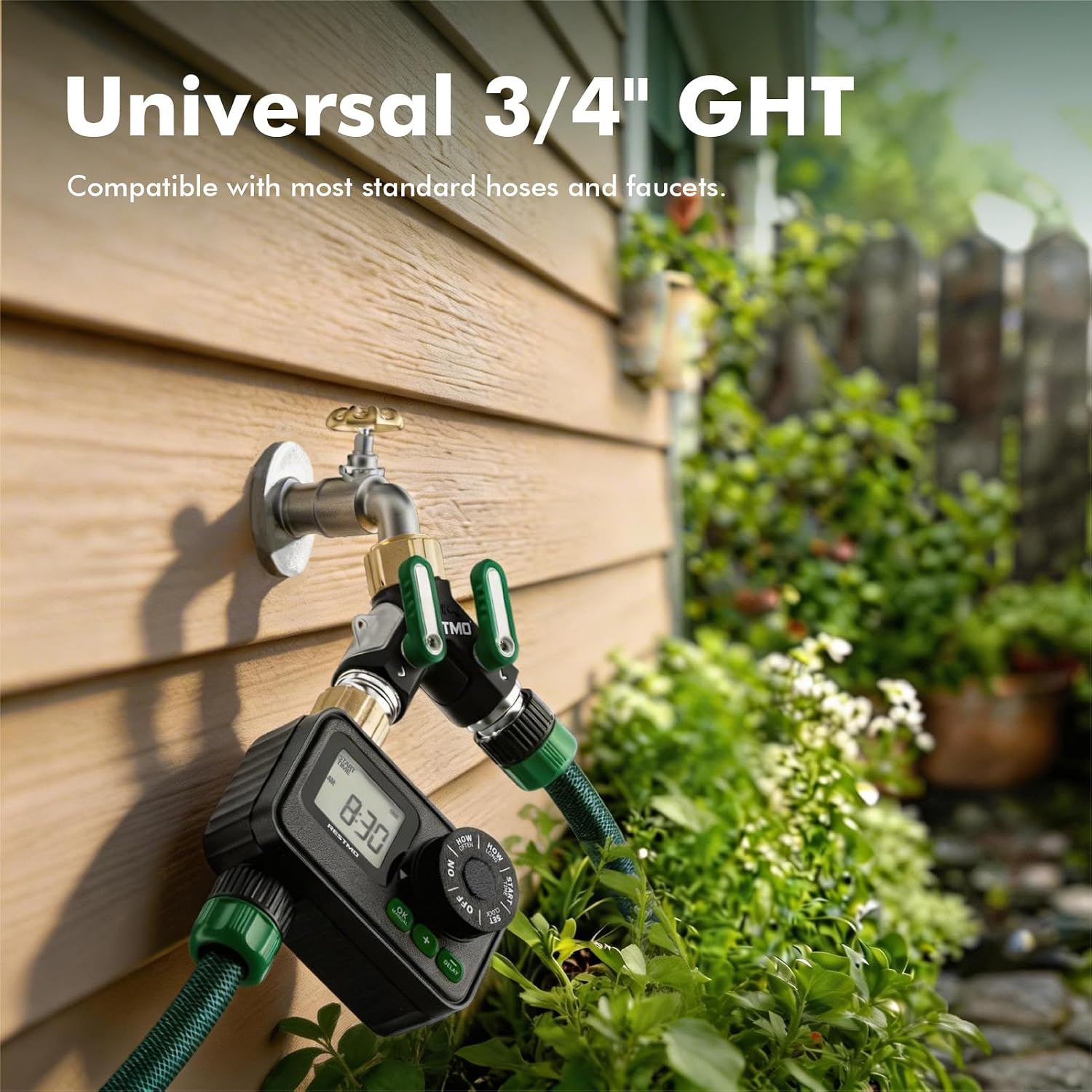 RESTMO 2 Way Garden Hose Splitter Heavy Duty Full Metal Body | Full Flow Design with Oversized Ball Valve, Y Outdoor