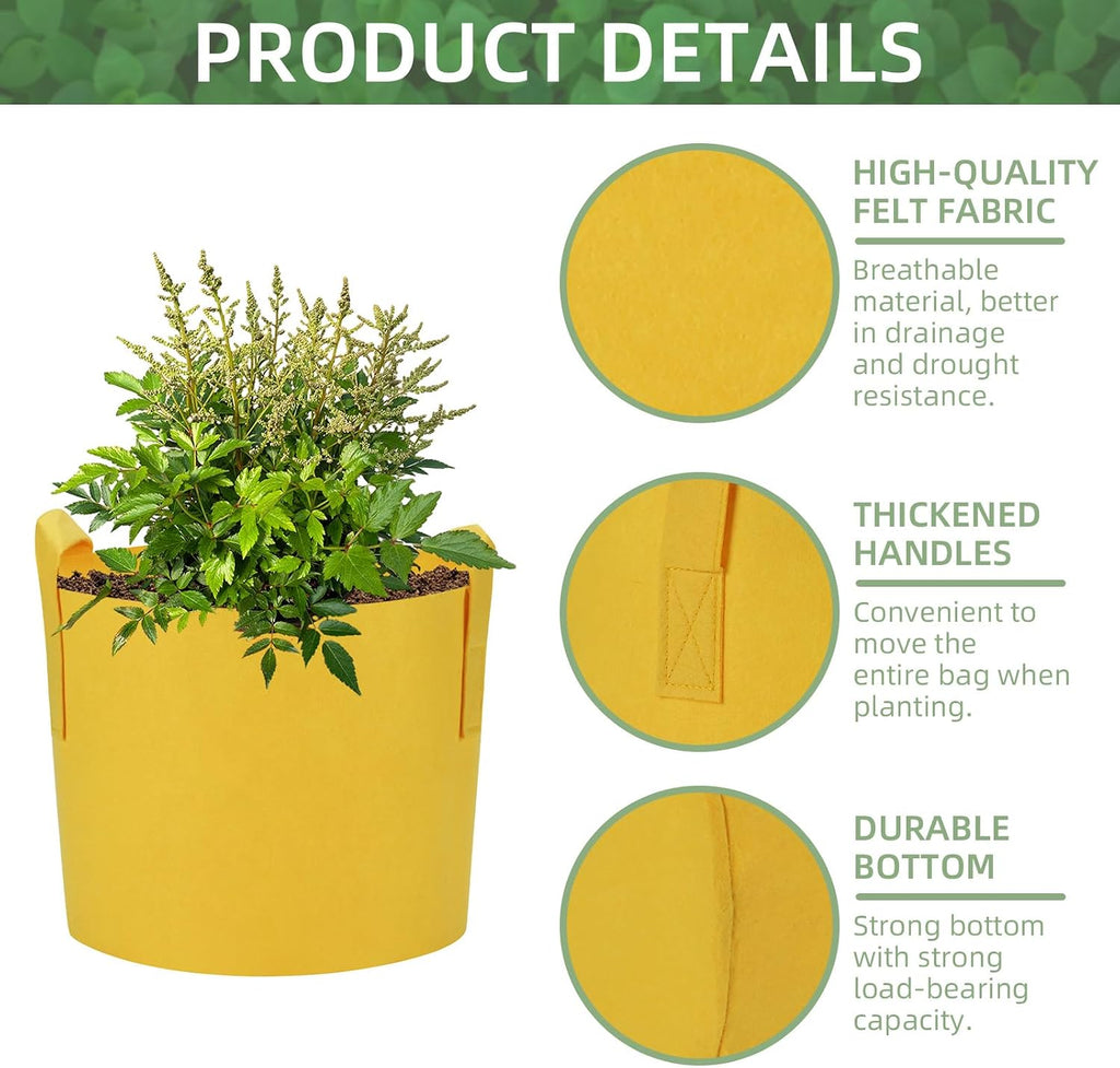 20 Pack 10 Gallon Grow Bags, Colorful Potato Plant Grow Bags with Handles, Nonwoven Fabric Garden Pots for Vegetable