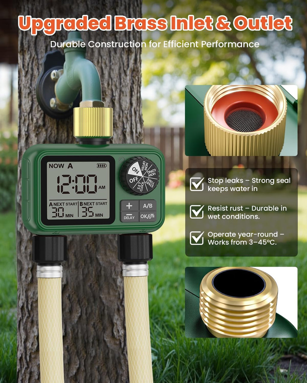 Water Timer for Outdoor Garden Hose, Sprinkler Timer for Garden | Faucet Timer with Auto/Manual/Rain Delay Mode