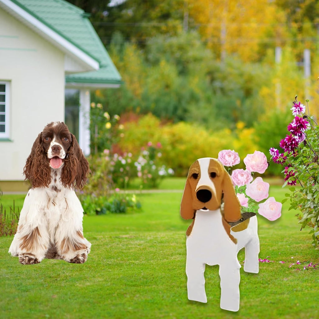 Cocker Spaniel Dog Planter Pots, Animal Shaped Flower Pot | Cute Plant Gift for Women and Pet Lovers, Indoor Outdoor