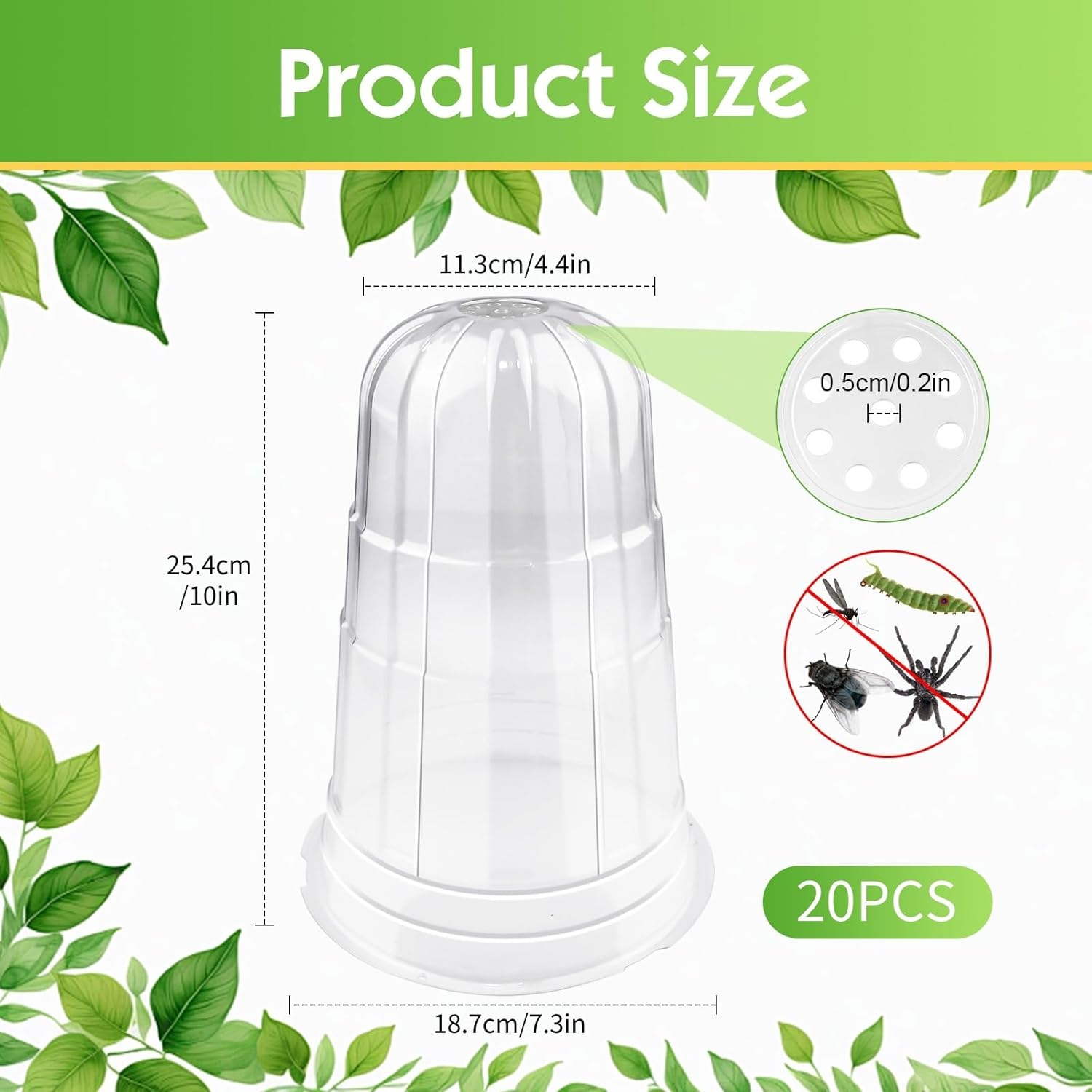 20 Pcs Upgraded Transparent Garden Cloches for Plants, Reusable Plant Covers, Plant Protectors from Animals for Garden
