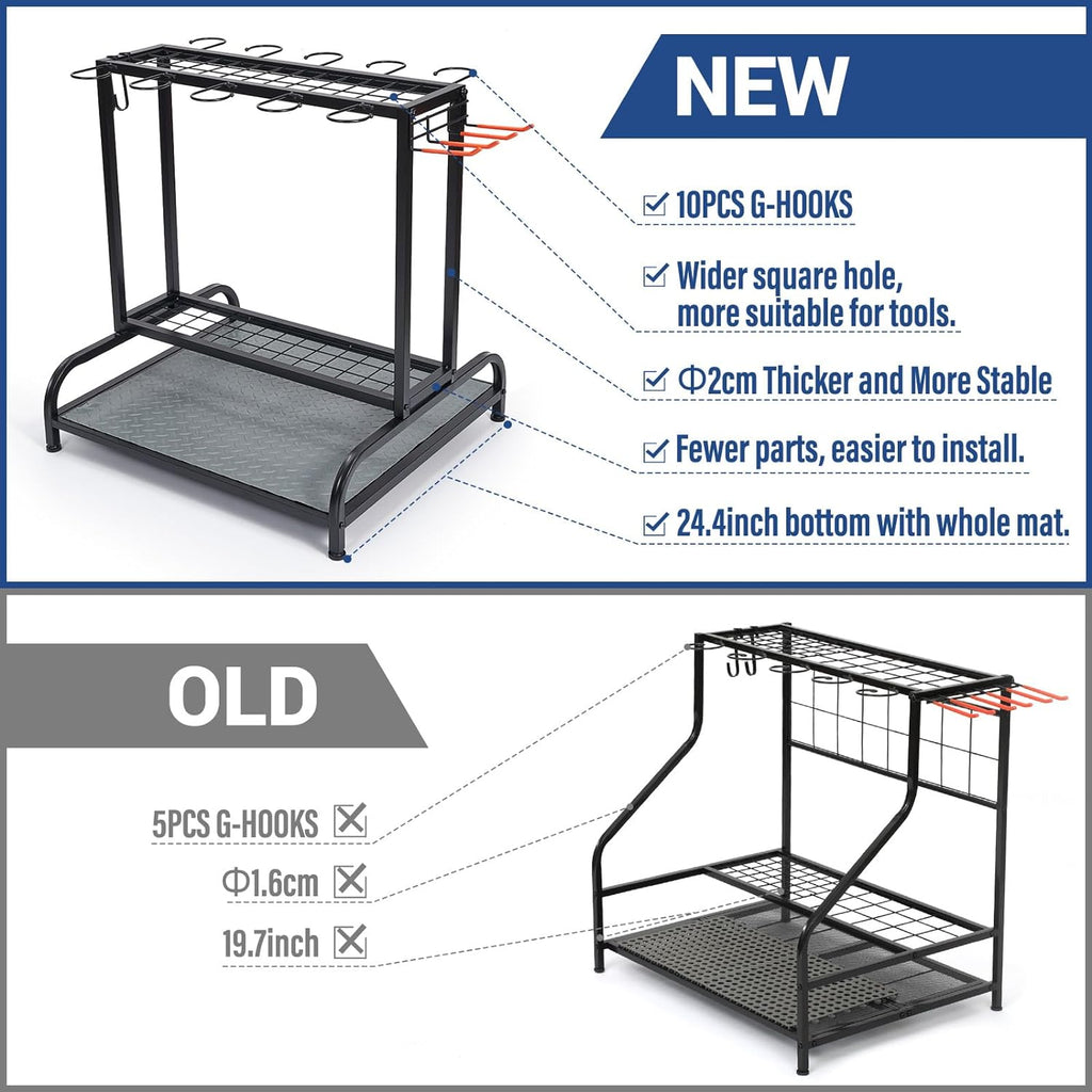 Garden Tool Organizer, Yard Tools Rack Holds 55 Long-Handled Tools/Rakes/Brooms for Garage Organization and Storage