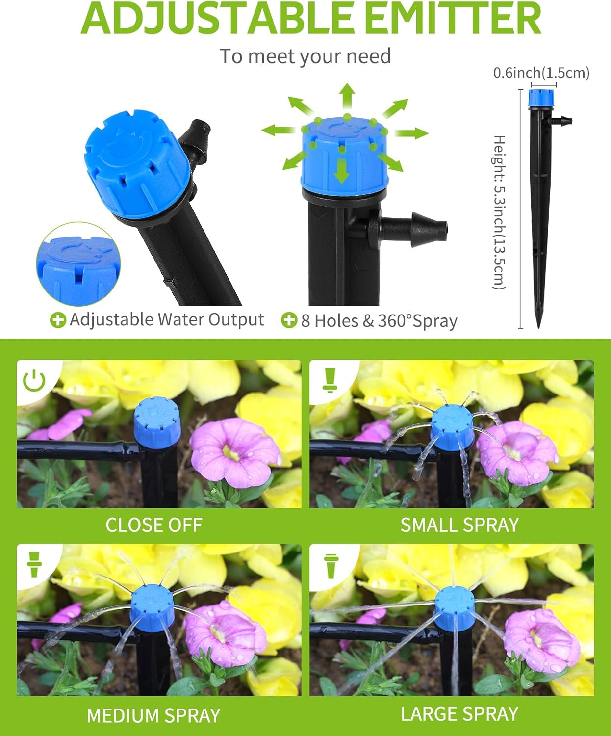 HIRALIY 100ft Drip Irrigation Kit Plant Watering System 8x5mm Blank Distribution Tubing DIY Automatic Irrigation