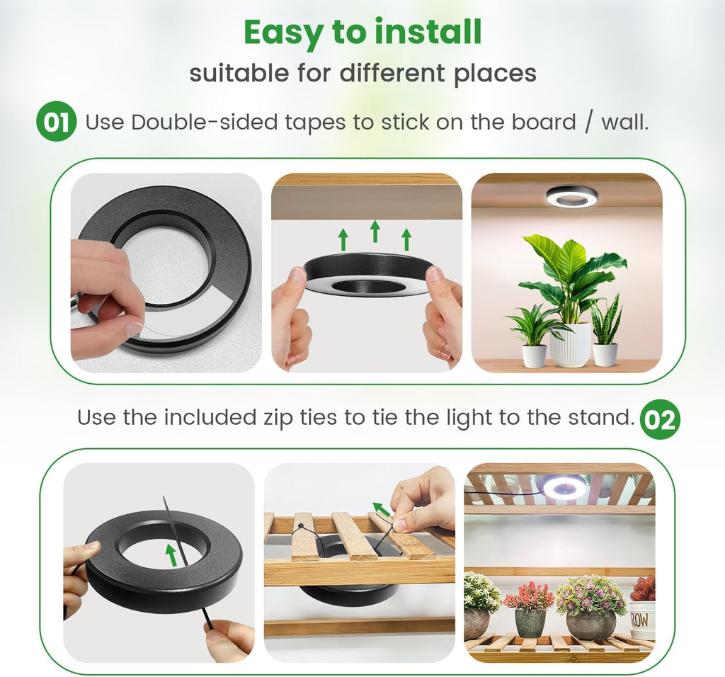 Wiaxulay Grow Lights for Indoor Plants, Full Spectrum Plant Light 12V/2A | 192 LEDs Under Cabinet Grow Lamp with Auto
