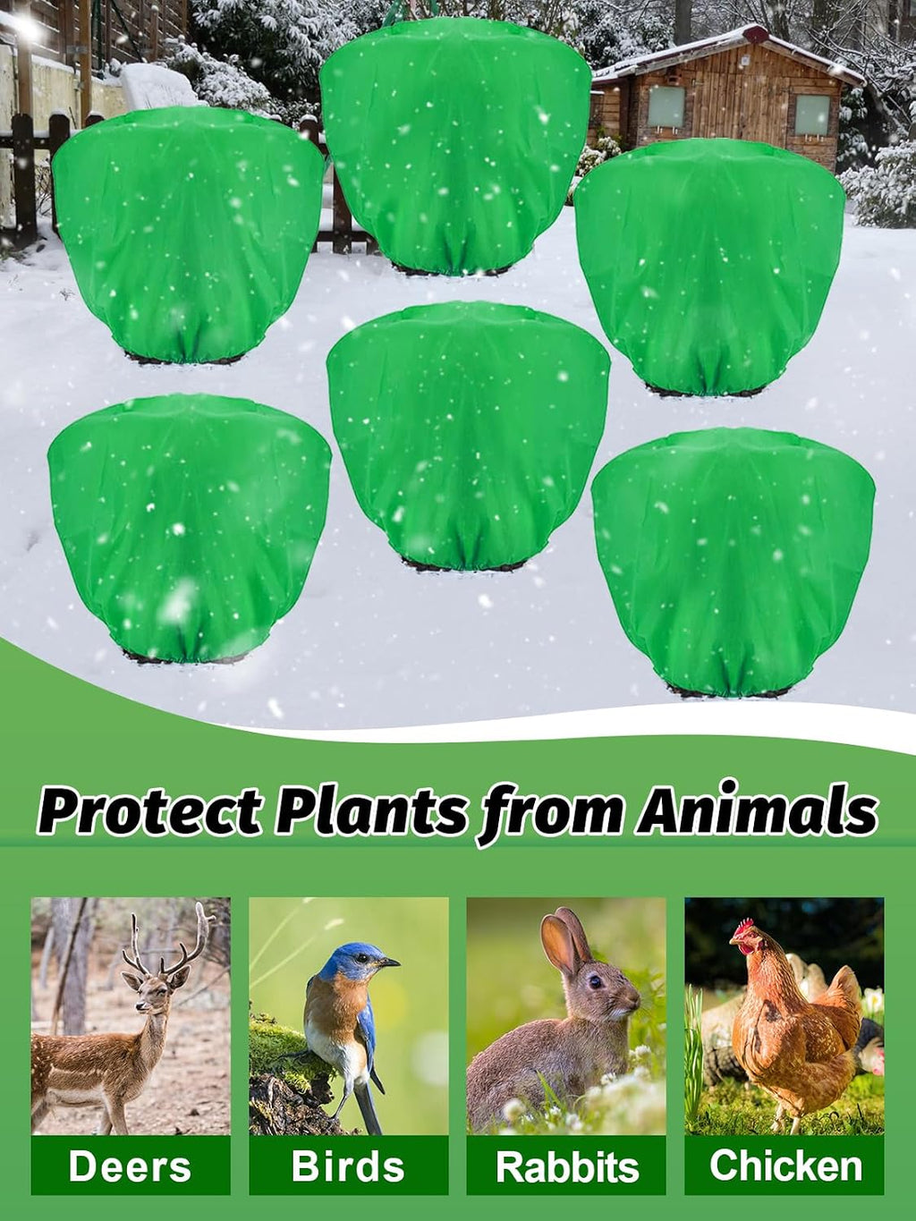 ANPHSIN 6 Pcs 39.3in x 39.3in Plant Covers Freeze Protection - Winter Shrub Plant Protection Bags, Frost Blankets