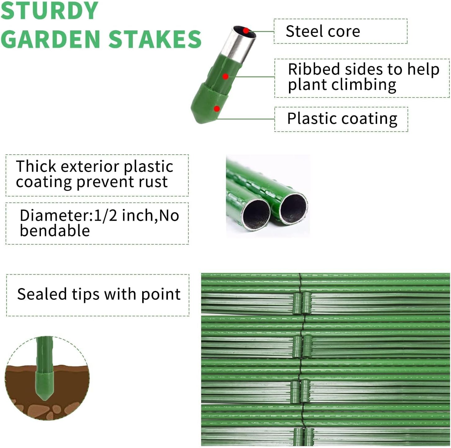 G-LEAF 6 Pack 5ft Tomato Cage for Garden Plant Support, Garden Stakes Tomato Cage, Tomato Cages Plant Stakes for