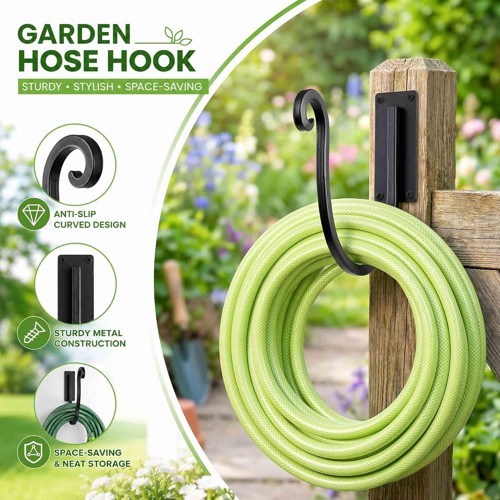 Garden Hose Holder Outside: 2 Pack Wall Mount Water Hose Holder - Heavy Duty Garden Water Hose Hanger for Outside Hose