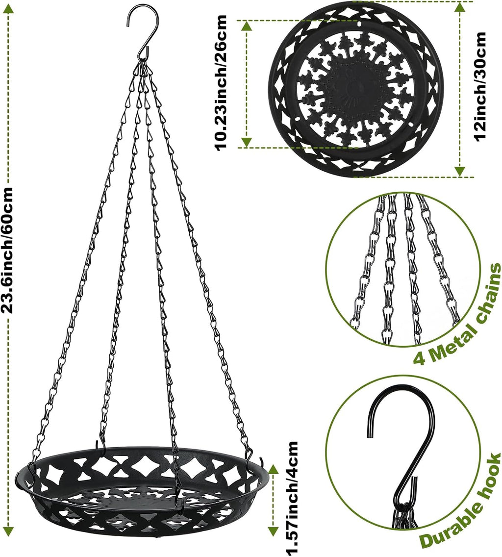 Enhon 2 Pack Plant Hanger, 12" Metal Hanging Planter for Indoor Plants | Classy Glossy Black, Decorative Wall Hanging