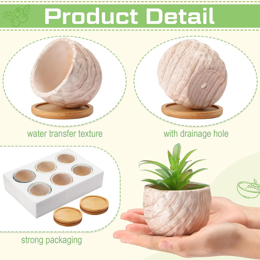 Marbling Ceramic Flower Pot 3.35 Inch Succulent Small Plant Cactus Herbs Planter Ceramic Pot with Drainage Hole Matte