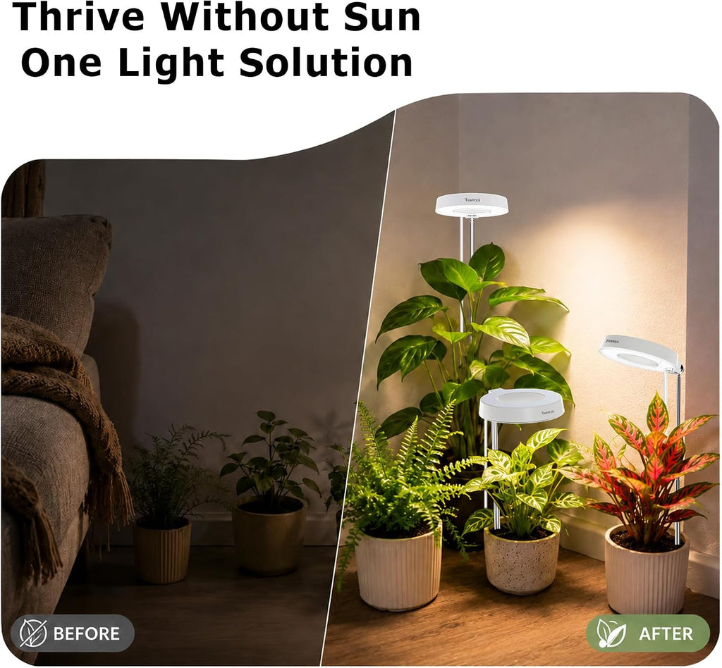 Tuaaryii Grow Lights for Indoor Plants - Plant Grow Lights Indoor, with 3/6/9 Auto On/Off Timer and 4-Level Brightness